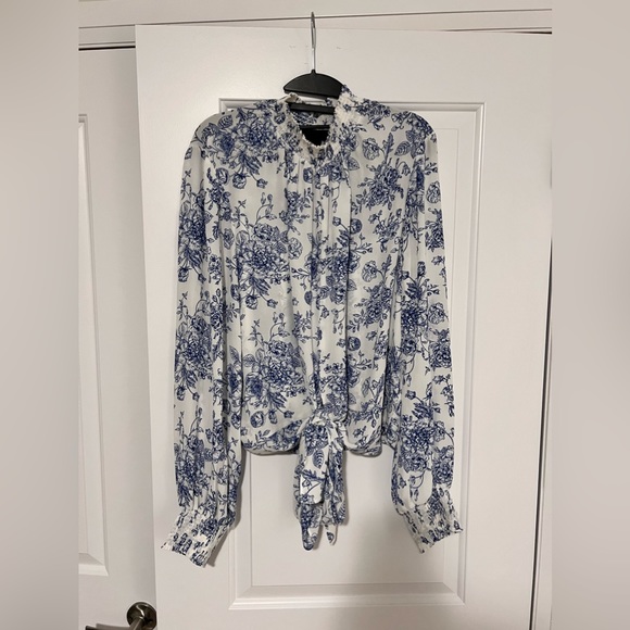 MAISON CINQCENT Womens Floral Tie Blouse - Picture 1 of 4